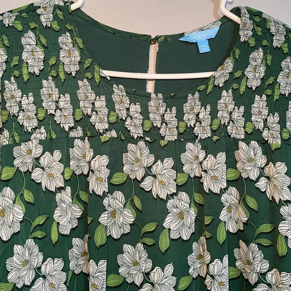 Draper James Dark Green Floral Blouse XXL EUC - Picture 3 of 6